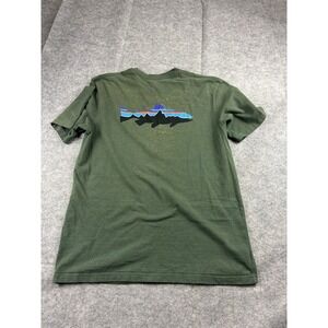 Patagonia Shirt Mens M Regular Fit Green Fitz Roy Trout Organic Cotton Tee SEE